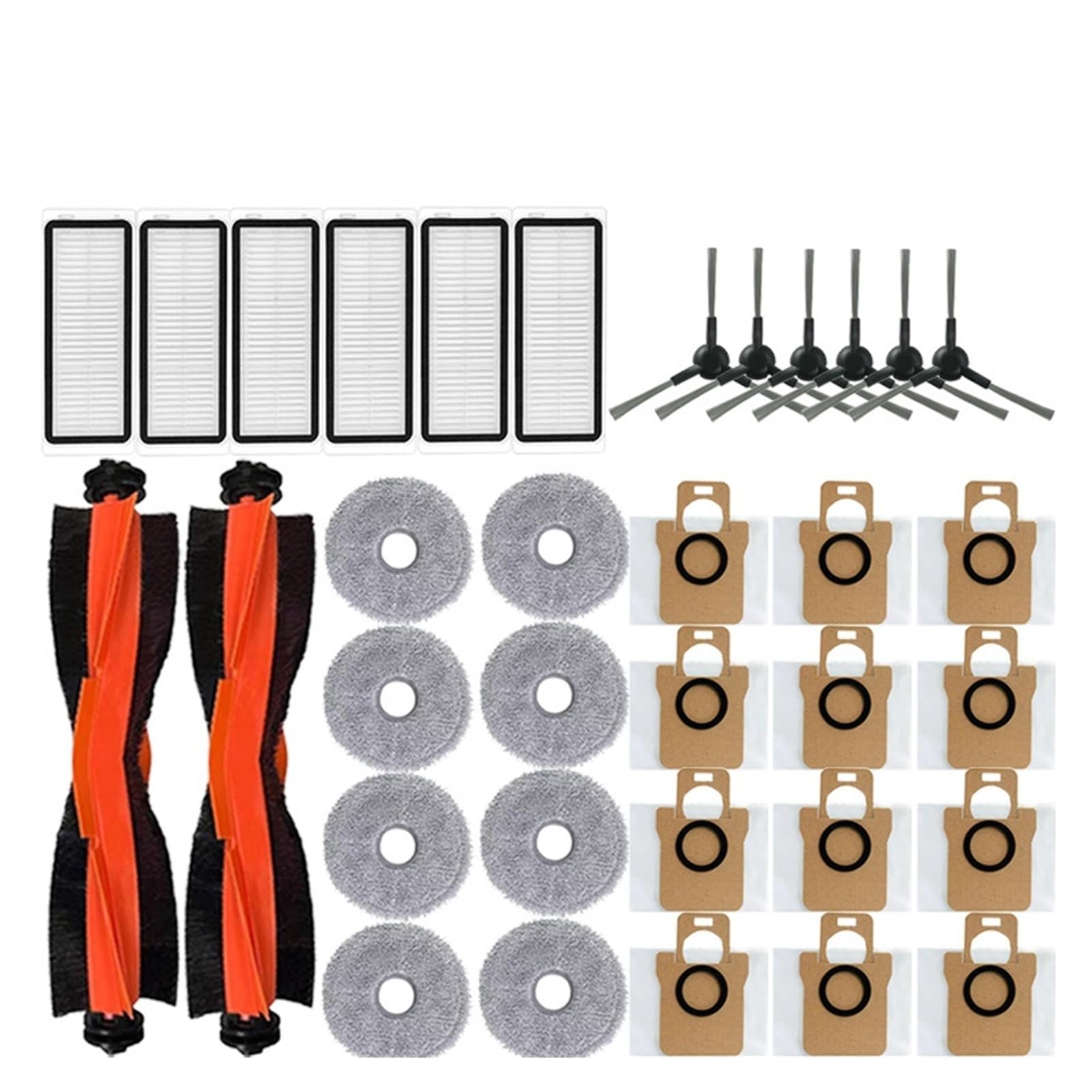 BREAPHBFCZ Compatible For Dreame， Bot L30 Ultra L20 Ultra Robot Vacuum Spare Parts Consumables Main Side Brush Filter Mop Cloth Dust Bag Accessories(34.pcs)