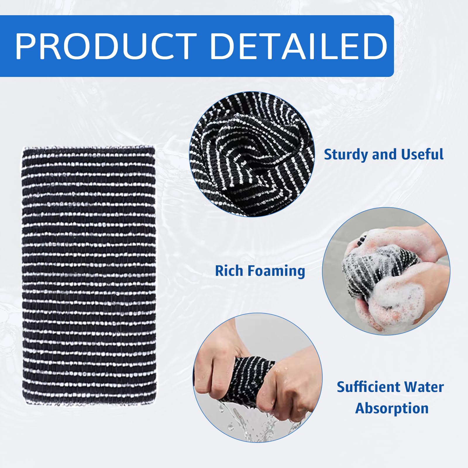 Exfoliating Antibacterial Shower Towel, Premium Body Scrubber and Back Exfoliator Special Texture Makes Fluffy Foam Multi - Image 3