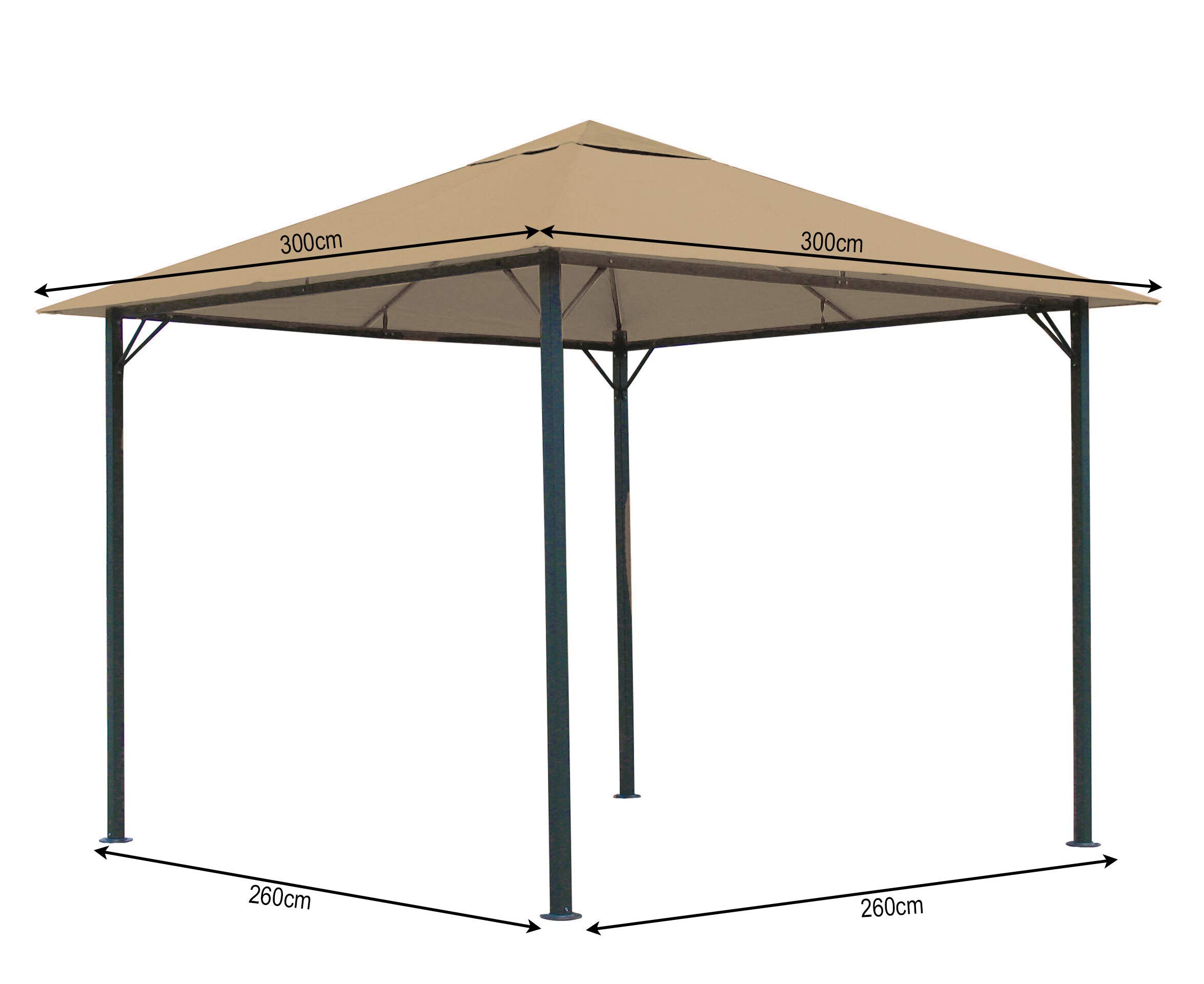 QUICK STAR Metall Garten Pavillon Nizza 3x3m Antik Partyzelt Sand mit 4 Seitenteilen
