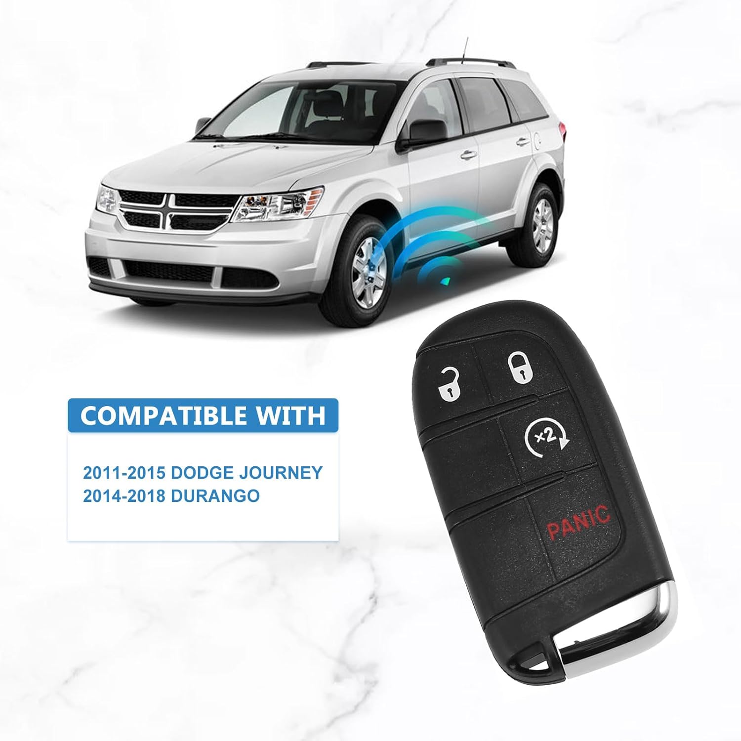 Key Fob Replacement Fits for 2011-2015 Dodge Journey 2014-2018 Durango Push Start Button Smart Proximity Keyless Entry Remote Control M3N40821302 (4 BTN)