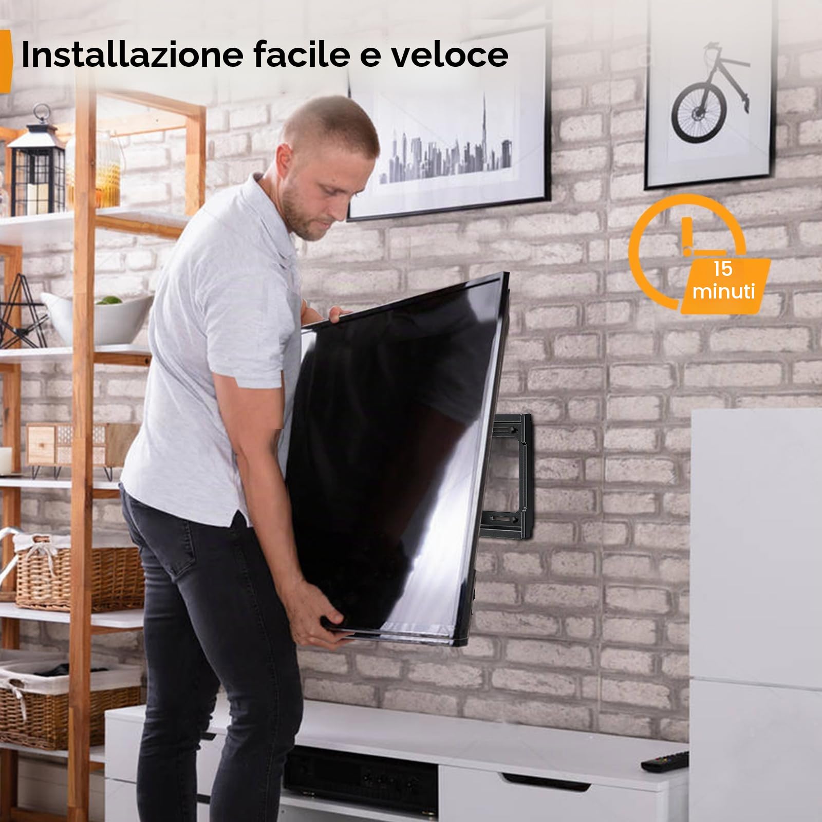 Perlegear Supporto TV Parete Inclinabile, Staffa da Parete per TV da 26"-65", Max VESA 400x400, Supporto TV Ultra Resistente 45kg