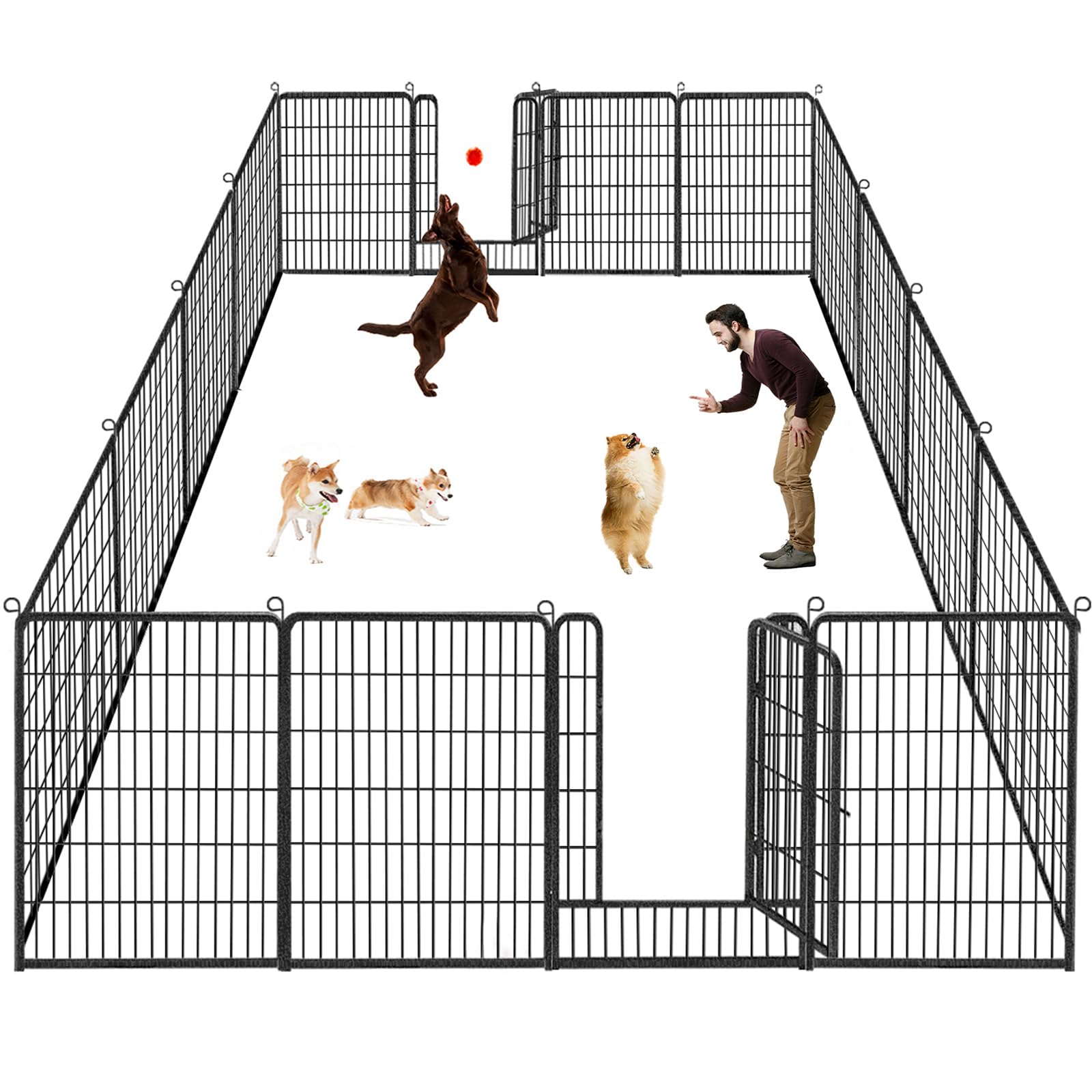 Photo 1 of 40 inch Dog Fence Dog Pens Outdoor Heavy Duty Dog Playpen for Large Dogs, 14 Fence Panels Pet Playpen Indoor Puppy Playpen Outdoor Dog Enclosure Portable Dog Fences for RV Camping, Yard 40 inch 14 Panels