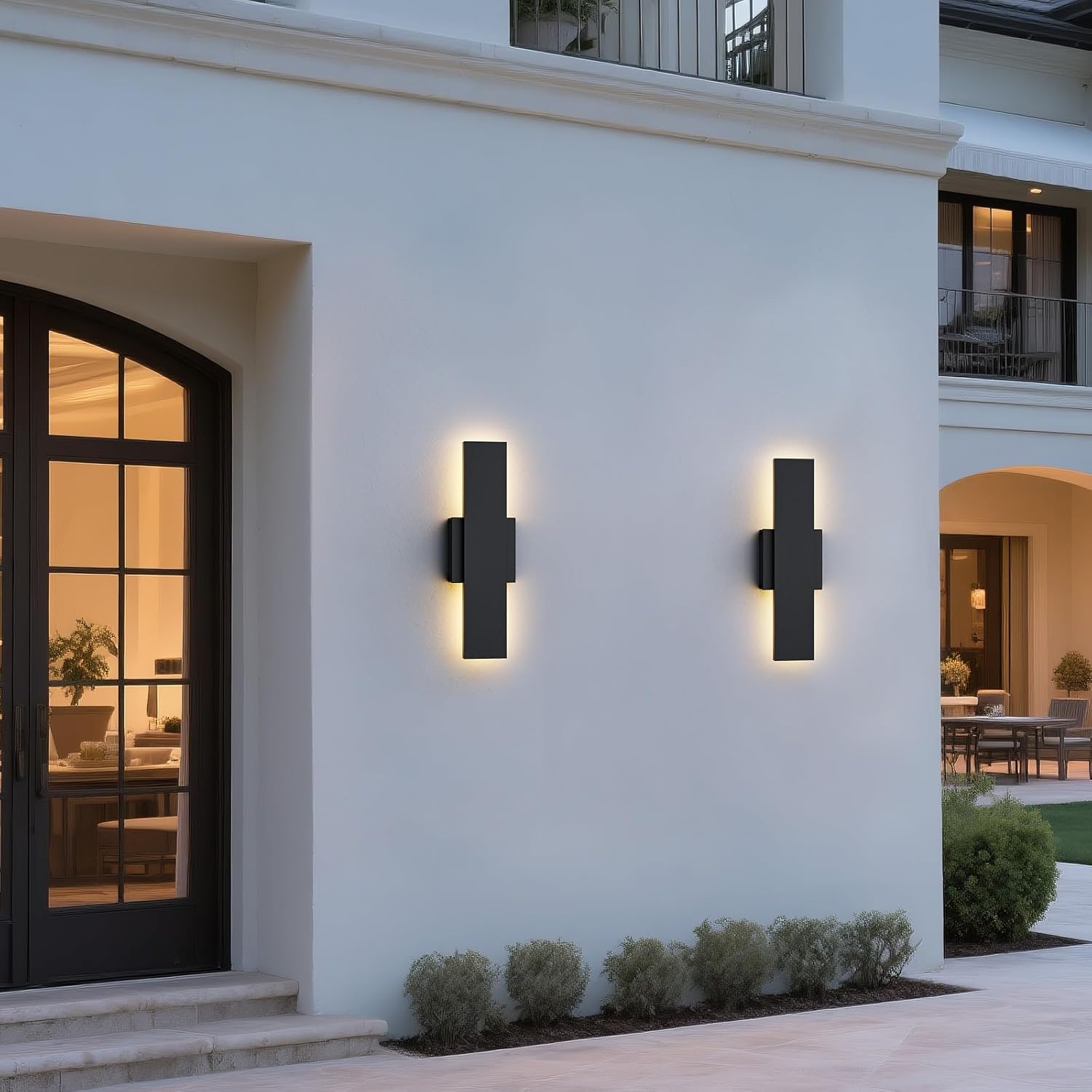 2 Pack LED Modern Outdoor Wall Lights Dimmable 3-Color Temperature 15.7in Exterior Lighting Fixtures IP65 Waterproof Outside Lights for House Hallway Garage Patio