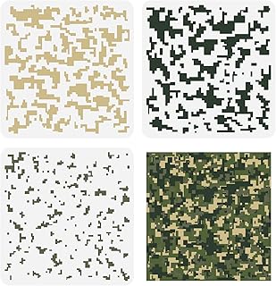 FINGERINSPIRE 3PCS Camo Stencils 11.8x11.8inch Reusable Painting Templates Camouflage Pattern Stencils Tiger Stripe Leopard Templates Square Stencils Large Stencil Sets for Fabric Wood Decor