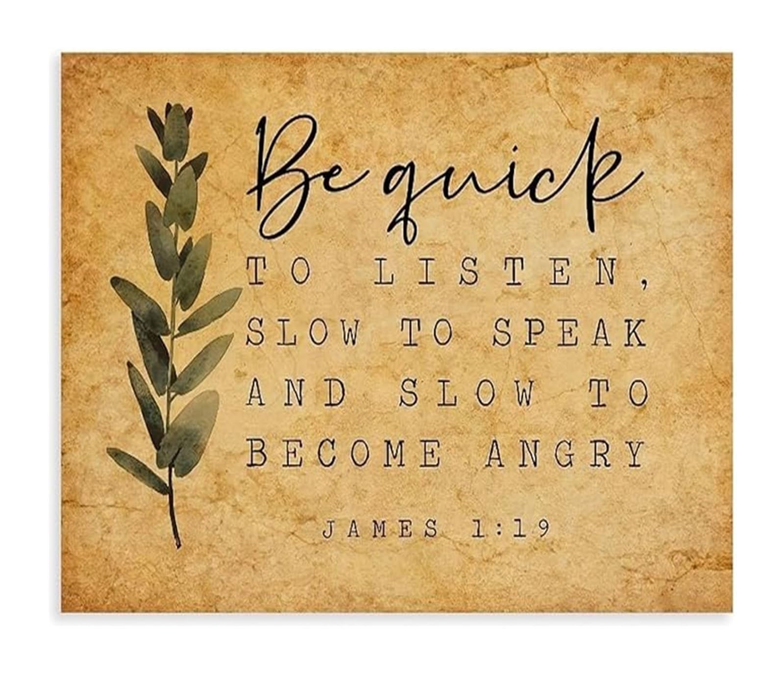 FNYUVNFAF Listen Before You Speak Bible Verse Canvas Poster Vintage Scripture Wall-Art for Church Prayer Room Decor Christian Gift Framed,12x18inch(30x45cm)