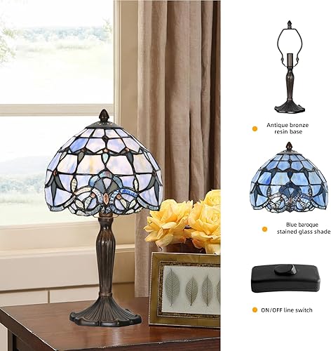 Miniatura 3 de TL0006 - Lámpara Tiffany de diseño barroco, lámpara de mesa con vitrales para sala de estar, dormitorio, mesita de noche, mesita de noche, oficina