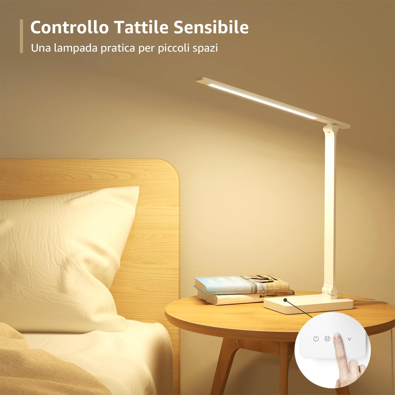Lepro Lampada da Tavolo LED 15W, Lampada da Scrivania USB Ricaricabile, 3 Colori e 5 Livelli di Luminosità, Dimmerabile, 655LM Luce da Lettura Protezione degli Occhi per Ufficio, Camera