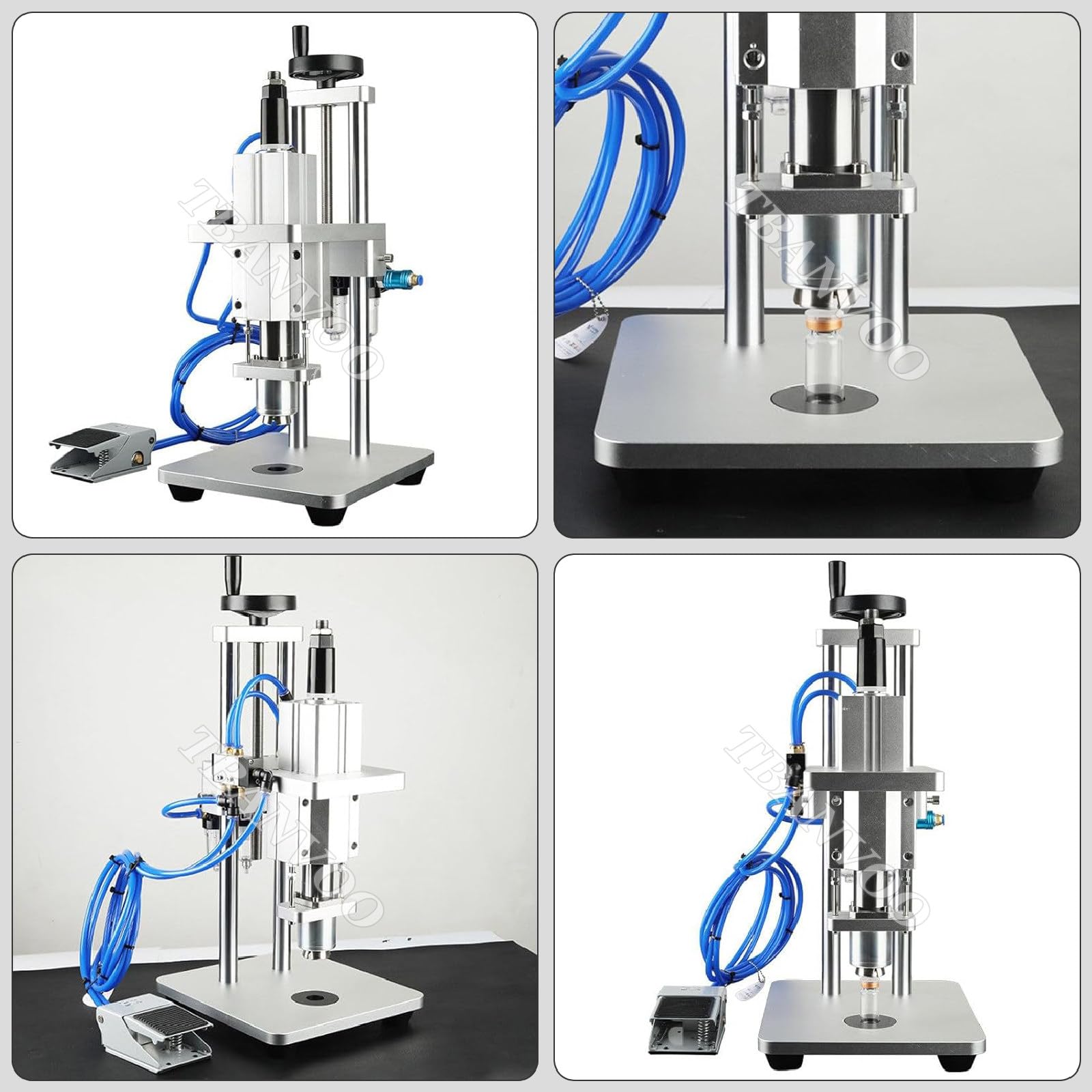 Máquina prensadora neumática de viales, semiautomática, máquina de sellado oral de líquidos para botellas farmacéuticas y cosméticas, prensa de tapas para tamaños de 10/15/20 mm