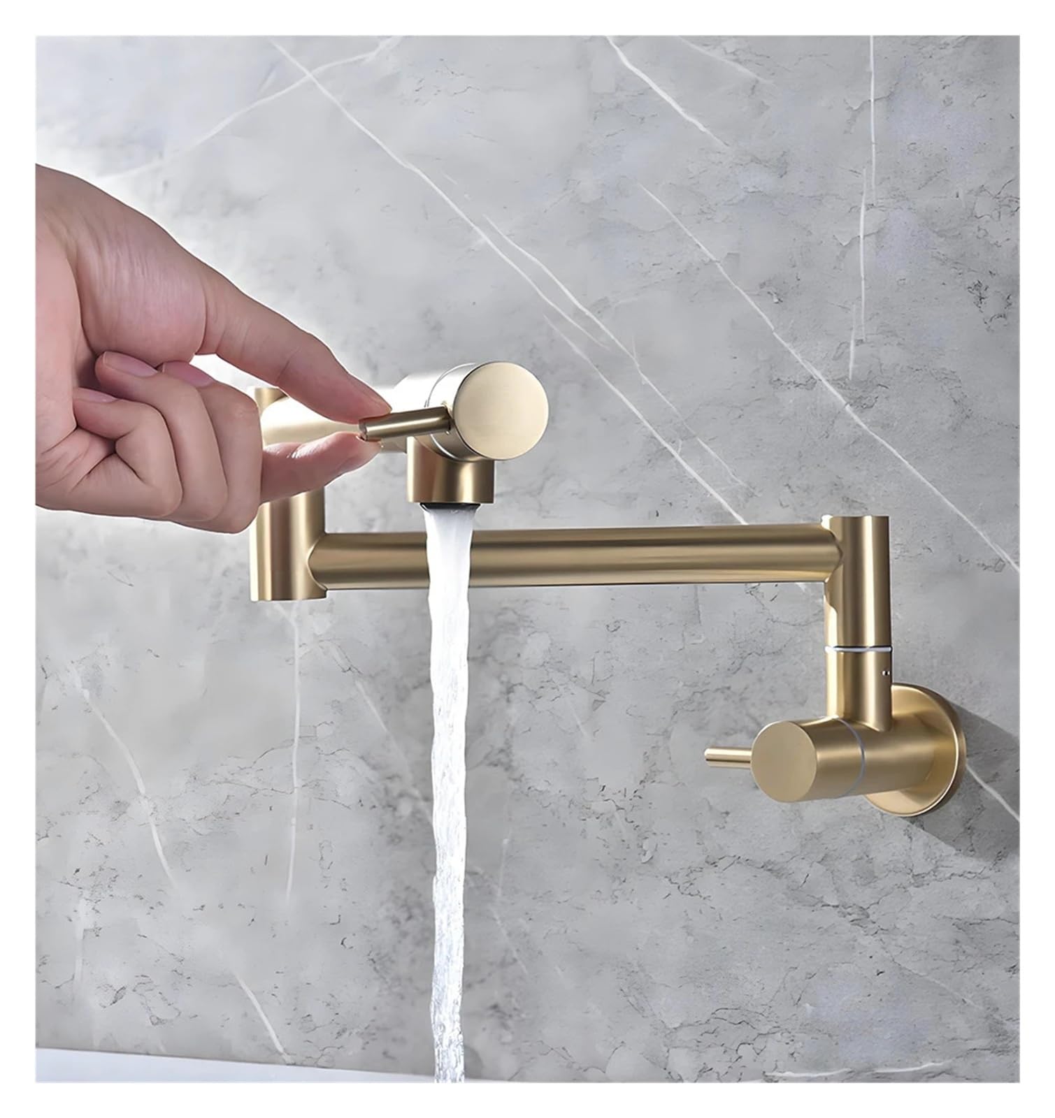 Grifos mezcladores para Fregadero Grifo de Cocina Plegable Acero Inoxidable baño con Agua fría y Giratorio Oculto la mayoría los escenarios (Grifo Dorado Cepillado).