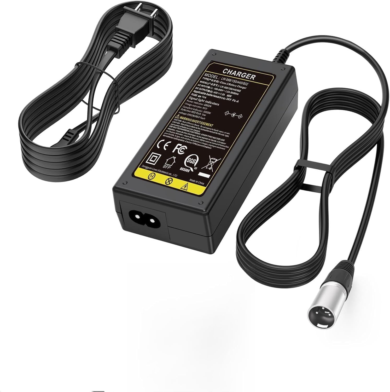 44V 1.5A Scooter Battery Charger (for 36V Lead Acid Battery) Razor MX500 MX650 SX500, Schwinn S600 S750 S1000 X1000, IZIP I600 I750 I1000, Mongoose M750, X-Treme X-600 650, Stealth X1000, Evo 500 1000