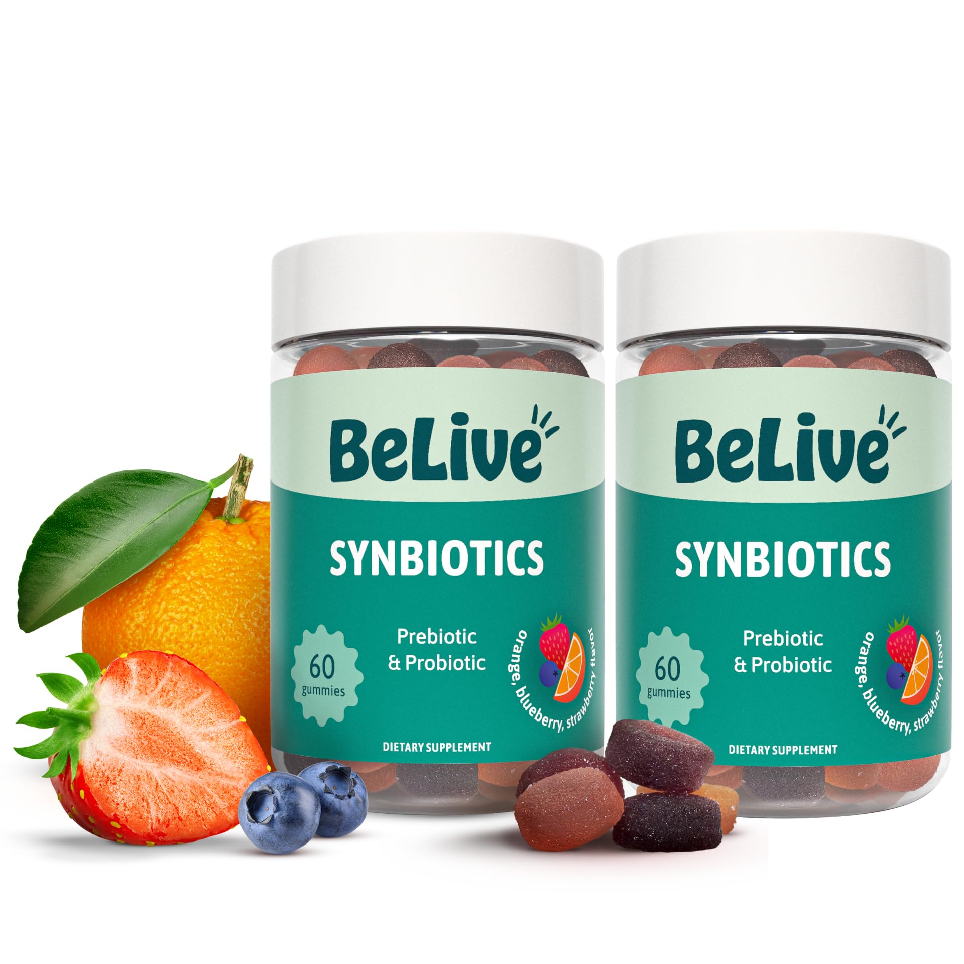 BeLive Synbiotics Probiotic & Prebiotic Fiber Gummies for Digestive Health
