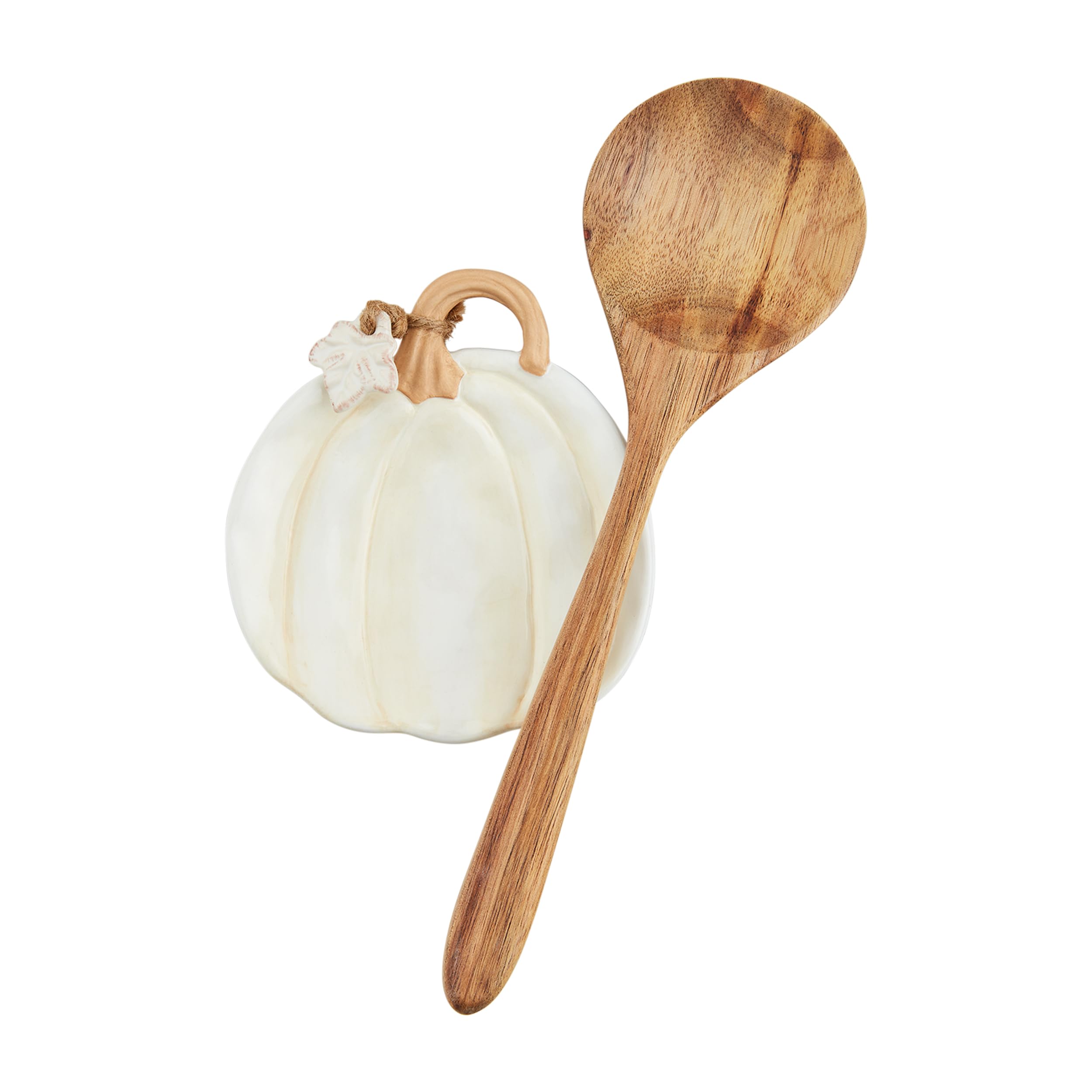 Mud Pie White Pumpkin Spoon Rest Set; spoon 10