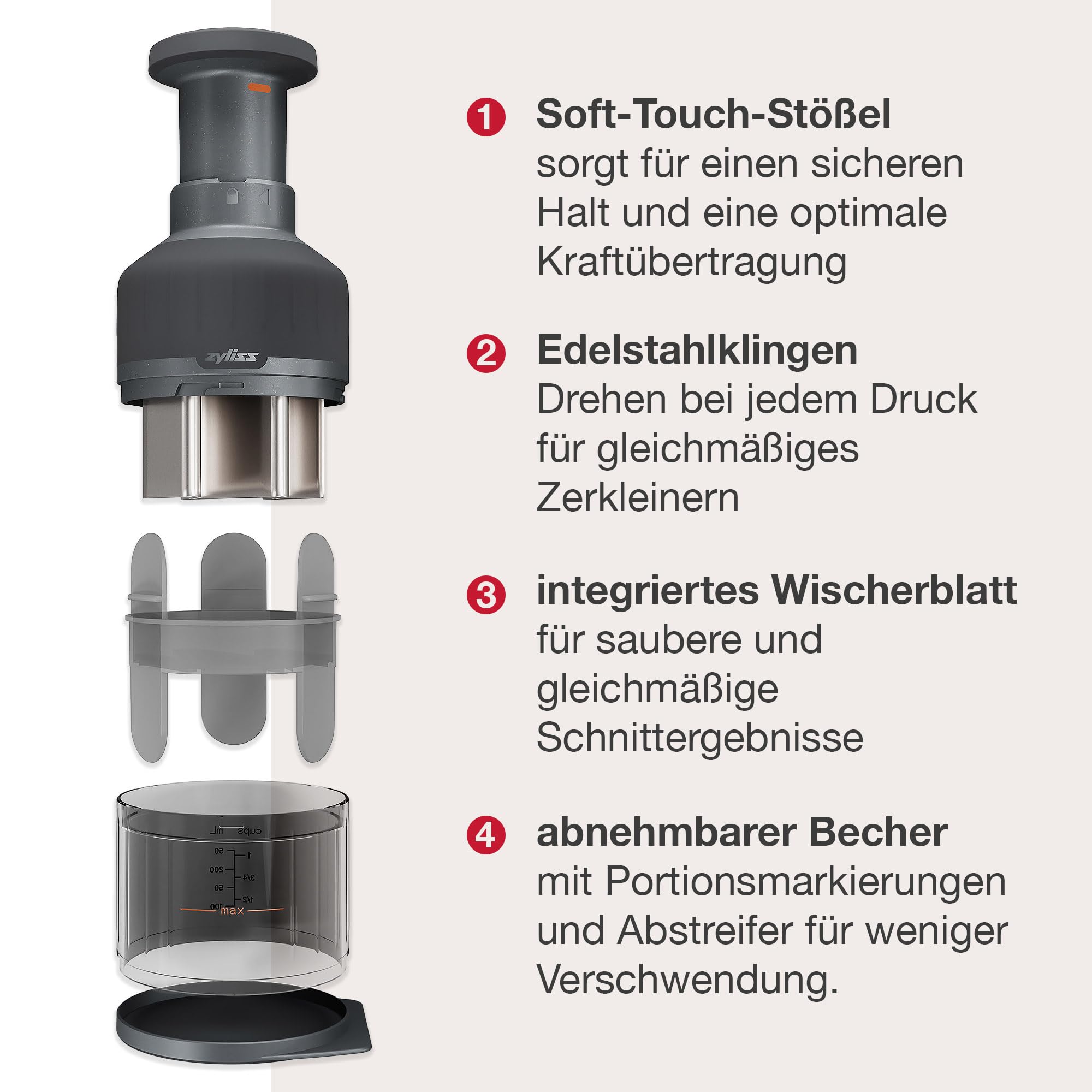 Zyliss Zick Zick 3, Zwiebelhacker Manuell für Zwiebel, Obst, Gemüse & Mehr