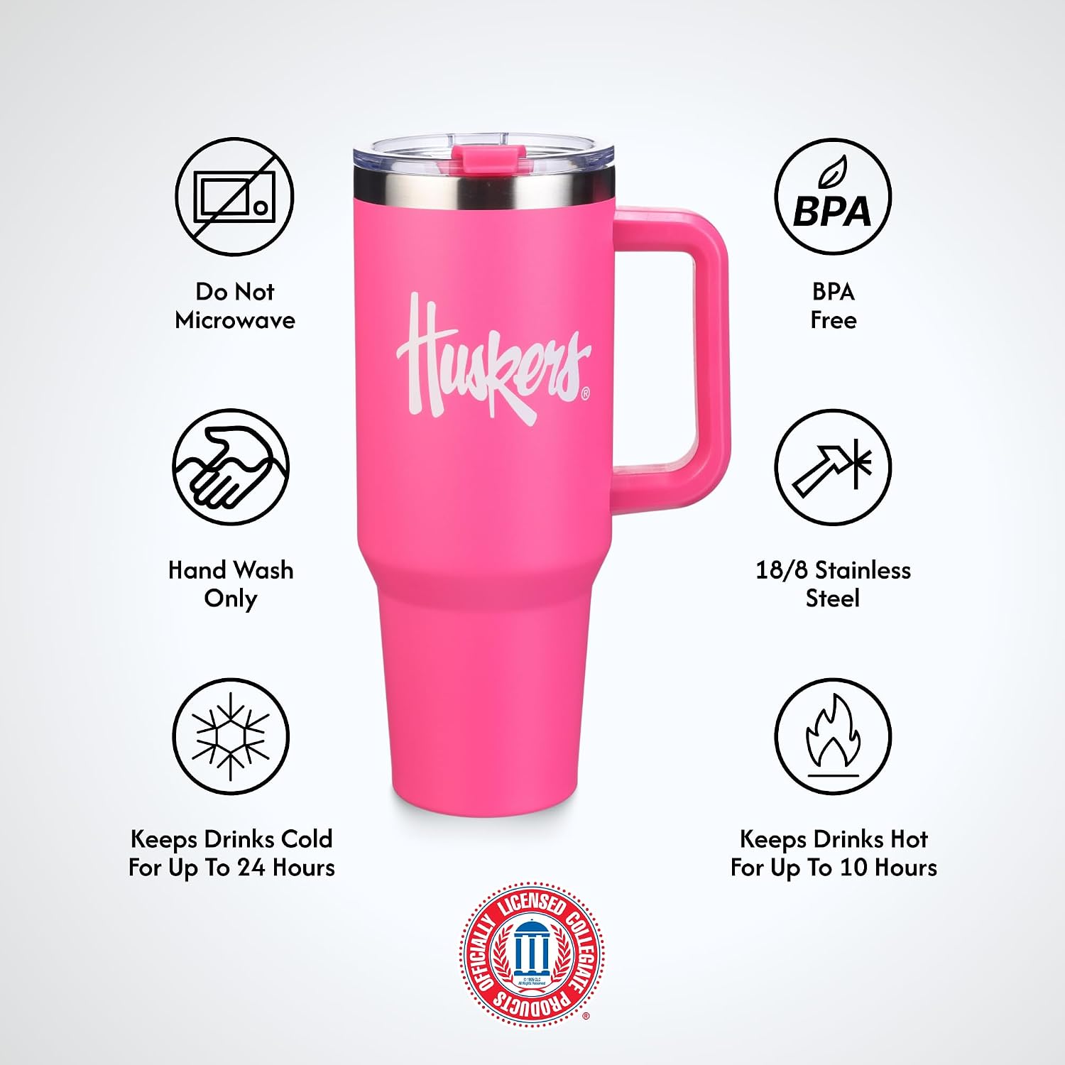 The Memory Company | Licensed NCAA 40oz Pink Game Day Tumbler with Team Logo