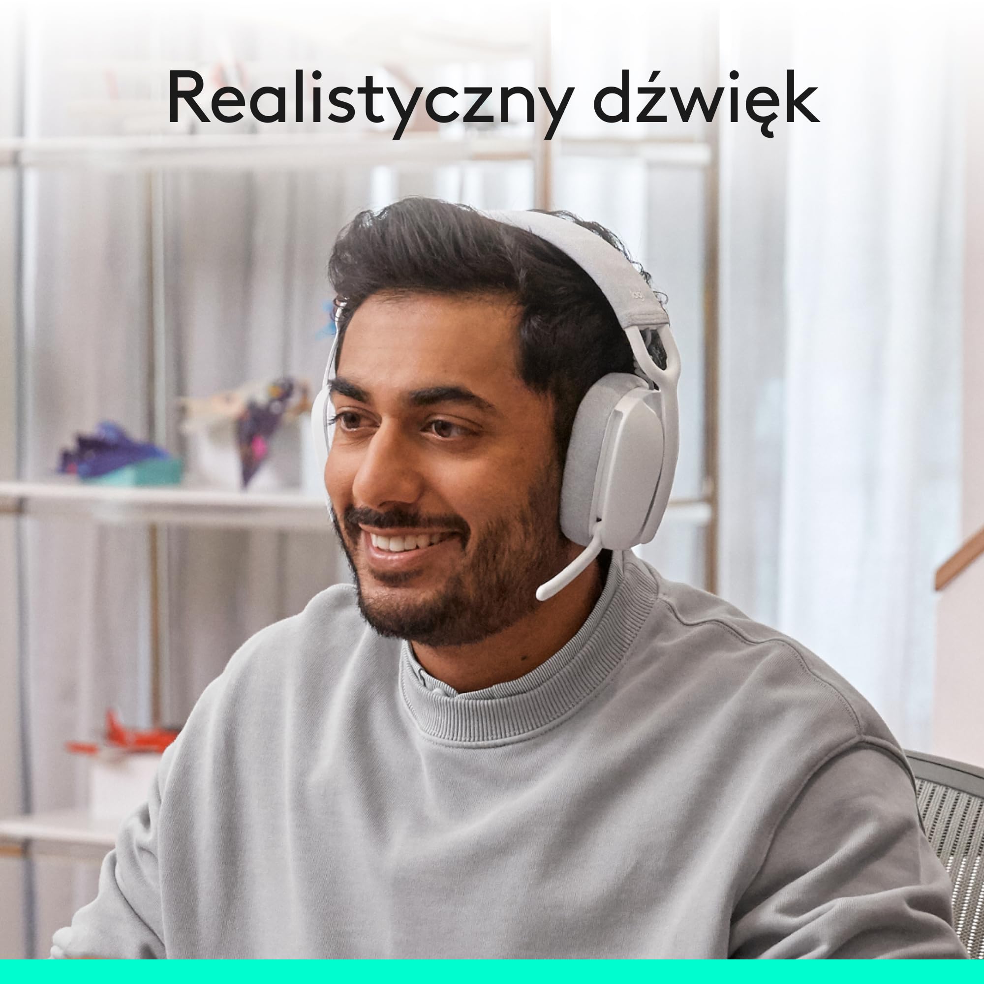 Logitech Zone Vibe 100 Lekkie bezprzewodowe słuchawki nauszne z mikrofonem z redukcją szumów, Zestaw słuchawkowy Bluetooth, dla Teams, Google Meet, Zoom i Mac/PC - Biały