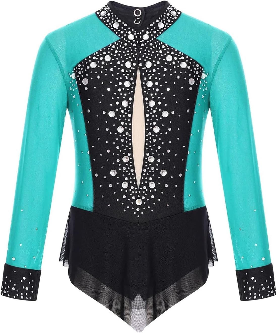 Children Girls Figure Ice Skating Dance Leotard Ballet Rhythmic Gymnastics Dancewear Shiny Rhinestone