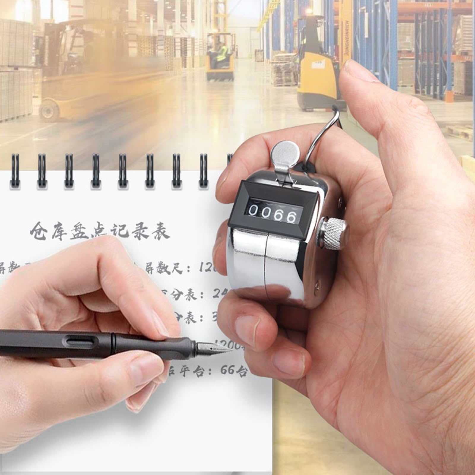 Contapersone Manuale Contatore Meccanico Cassa in Acciaio Inossidabile con Fibbia 2 Pezzi