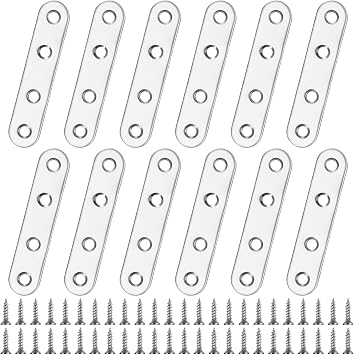 Mending Plates Flat Brackets, 12 PcsFlat Plate Straight Brackets