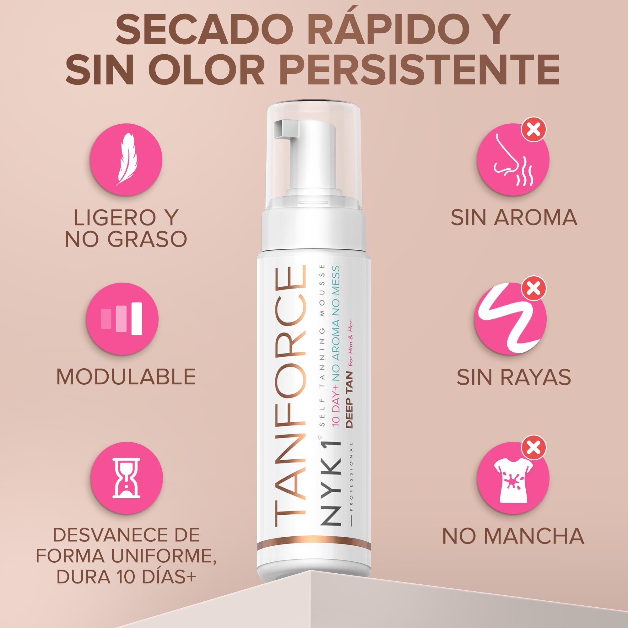 NYK1 TanForce Autobronceador Para Bronceado Natural (250ml) Autobronceadora Para Un Acabado Suave Y Sin Marcas - Secado Rápido, Sin Transferencia, Autobronceadora Gradual Para Rostro Y Cuerpo
