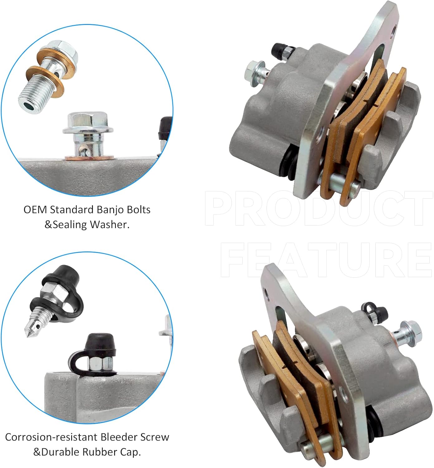 Rear Left Right Brake Caliper Assembly fit for Polaris ATV RZR 900/900S 2015-2020 RZR 1000/1000S 2016-2020 General 1000 2017-2020,OEM# 1912274 1912275