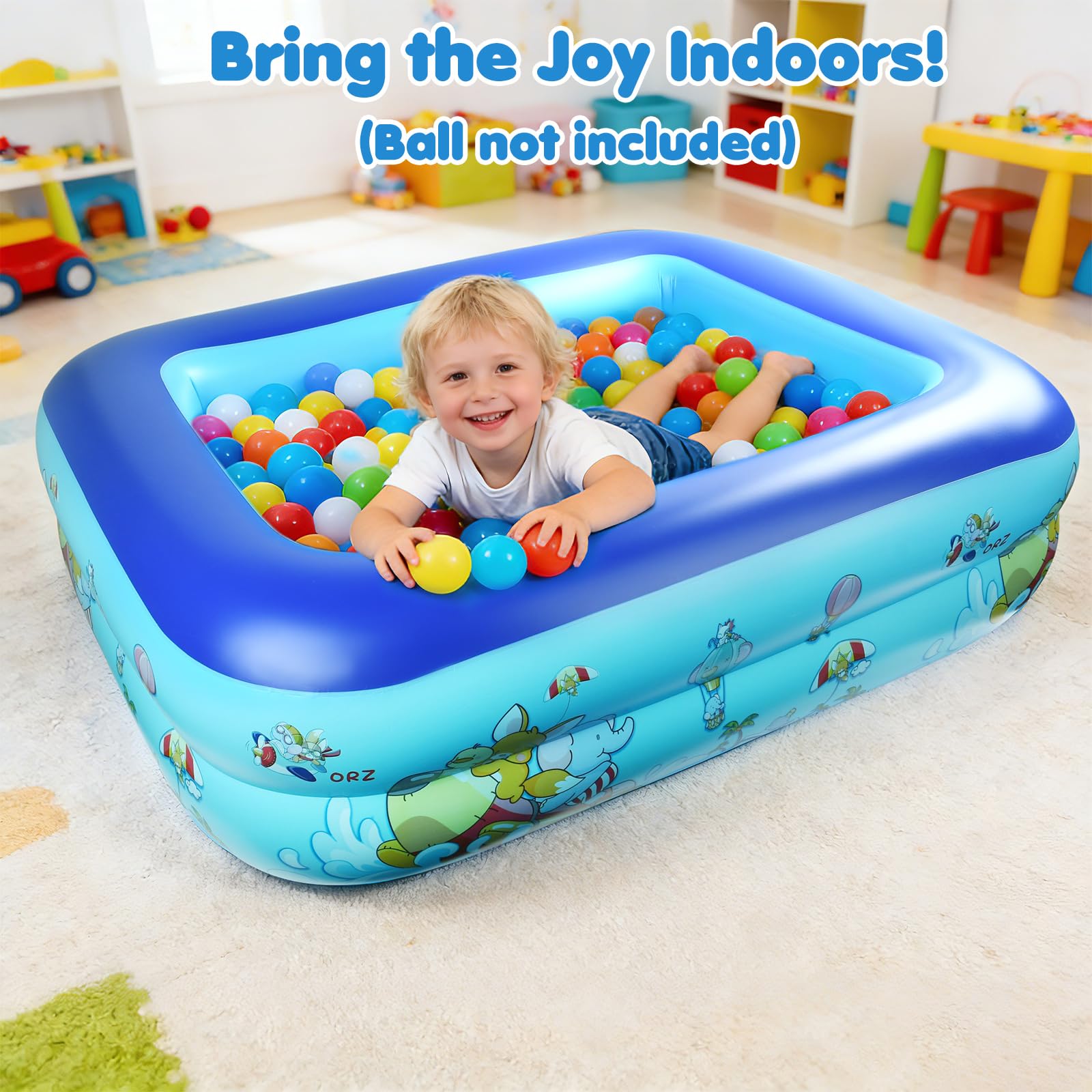 Piscina Gonfiabile, 112 x 85 x 30 CM Piscina Gonfiabile Bambini, Piscina per Bambini, Piscinas 2 Anelli, Piscina Baby Rettangolare, per Cortile, Giardino, Interno, Esterni