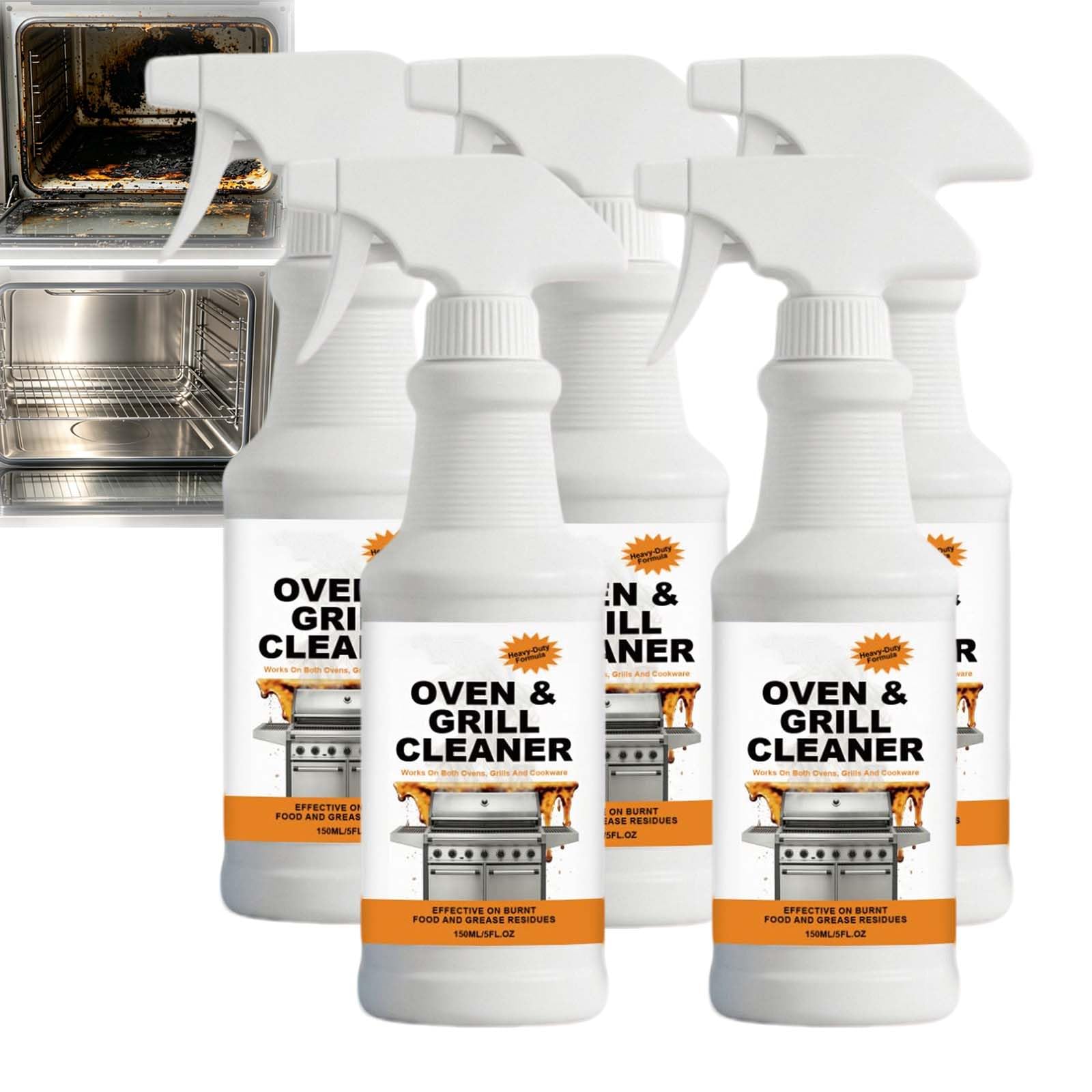 Schnell wirkendes Heavy Duty Oven Grill Degreaser Spray, leistungsstarker No Scrub Oven Kitchen Cleaner, Mehrzweck-Fettentferner, Heavy Duty Degreaser Küchengeräte, Heavy Oil Cleaner Spray (5pca)