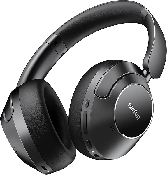 EarFun Wave Pro Active Noise Canceling Headphones, Wireless Over Ear Bluetooth Headphones, LDAC Hi-Res Sound, 5 Mics AI Clear Call, 80H Playtime, Multipoint Connection, Comfort Fit, Custom E
