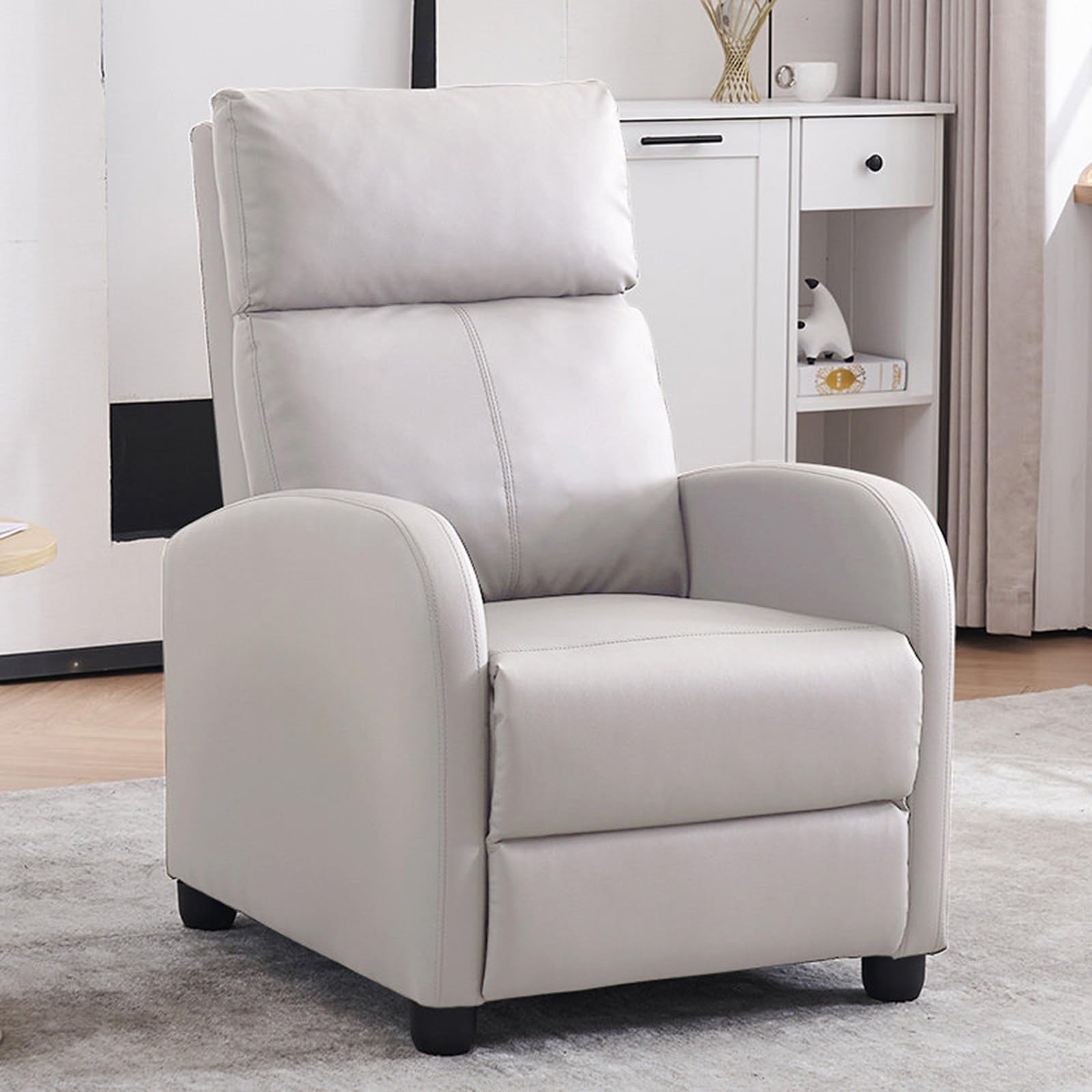 Liegesessel, Sessel mit Hoher Rückenlehne, Dick Gepolsterter Sitzfläche und Lendenstütze, Liegesofa für Wohnzimmer, Empfangs- und Wartebereiche(Light Gray)
