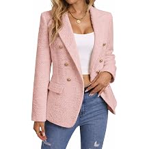 Mina Self Womens Plaid Tweed Blazer Jacket Warm Fully Lined Fashion Casual Elegant Blazer Jacket with Pockets