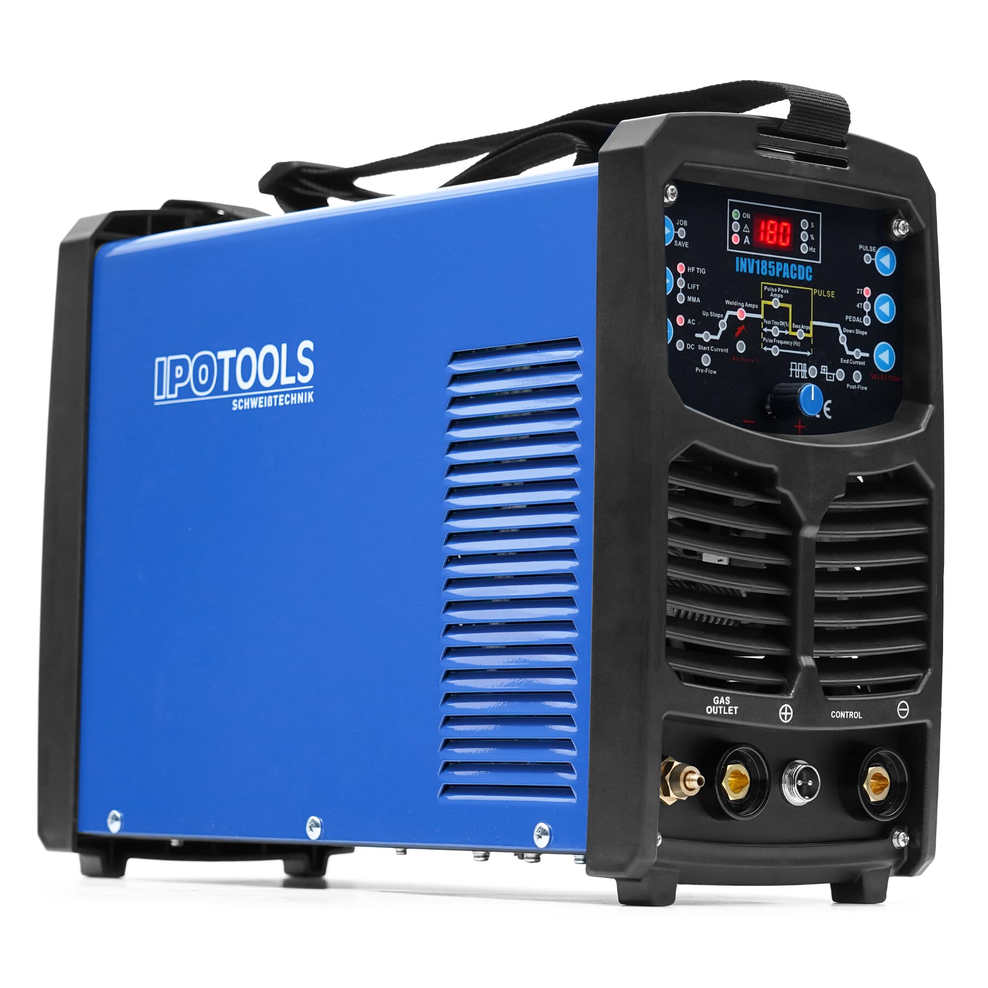 IPOTOOLS TIG INV185PACDC Saldatrice TIG - Saldatrice TIG con IGBT 180A 230V, Saldatrice a elettrodo MMA 3 in 1, Saldatrice portatile, 7 anni di garanzia