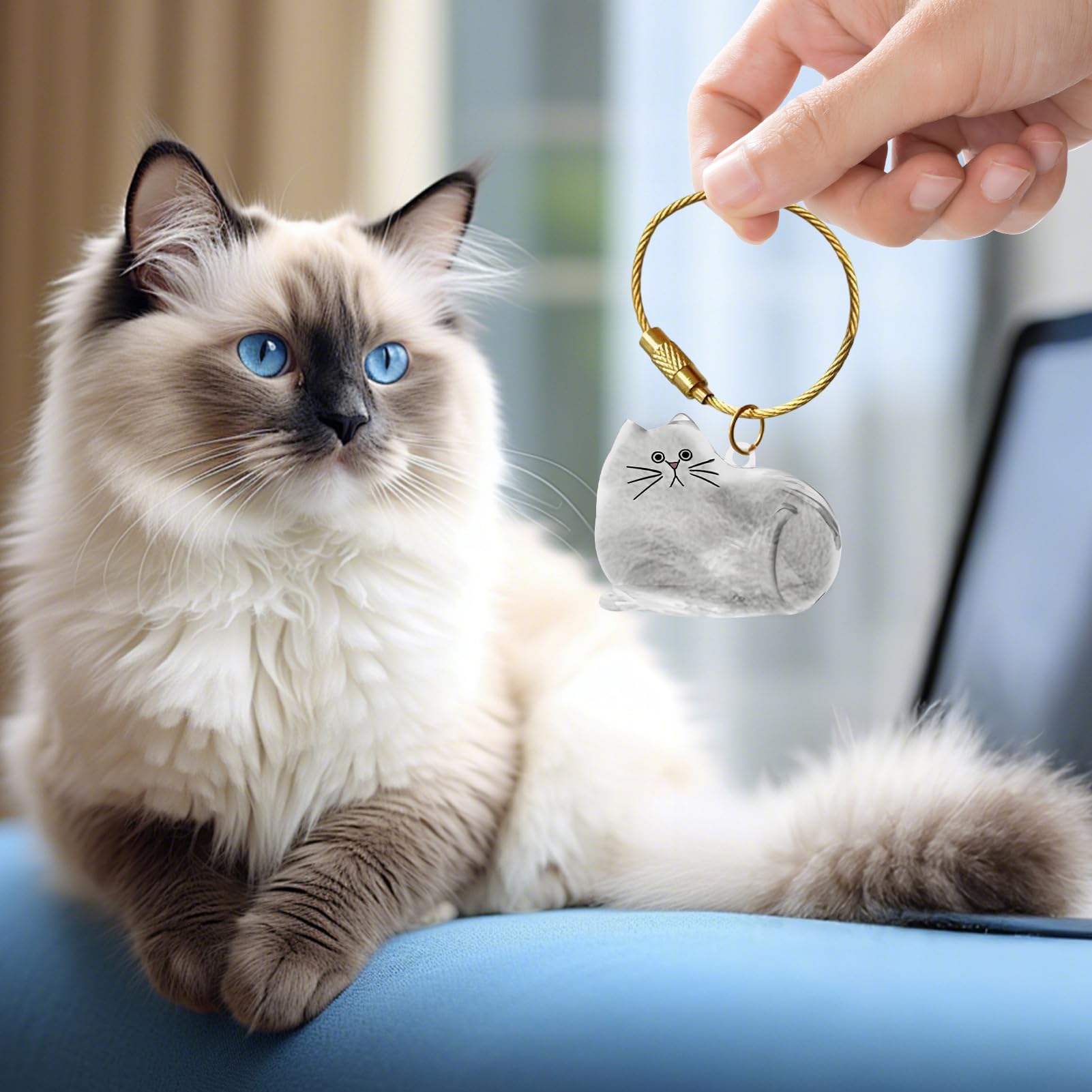 Portachiavi per Peli di Gatto e Cane, Ciondolo Raccolta Peli, Idea Regalo per Amanti Animali Domestici
