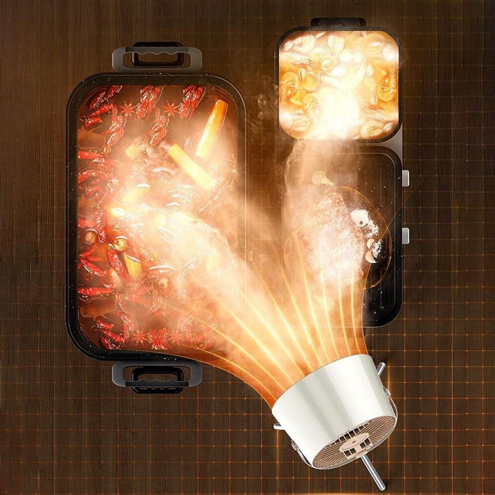 Campana extractora portátil para el hogar, campana extractora de 3 velocidades con filtros reemplazables para fondue de cocina, barbacoa (negro gris+3 pantallas de filtro)