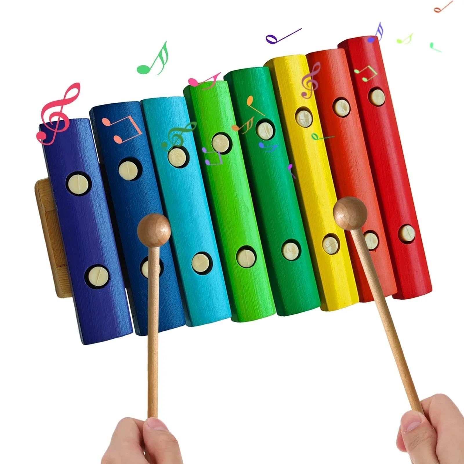 Xilófono Instrumento De Percusión De Xilófono De Madera De 8 Notas Con 2 Mazos De Madera Teclas Coloridas De Madera De Abedul Perfecto Para Principiantes