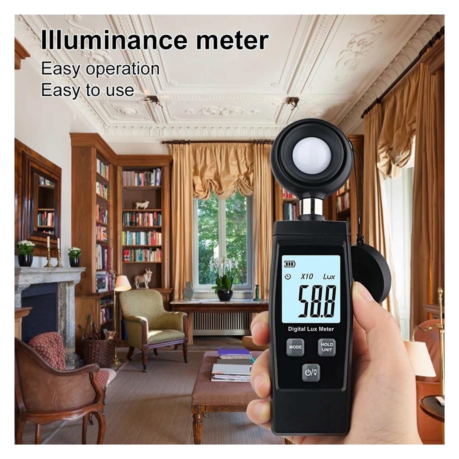 Espectrofotómetro, Iluminómetro Digital De Mano, Fotómetro Con Pantalla LCD, Luxómetro 0-200000 Lux, Medidor Luz Alta Precisión, Medida Lux/FC