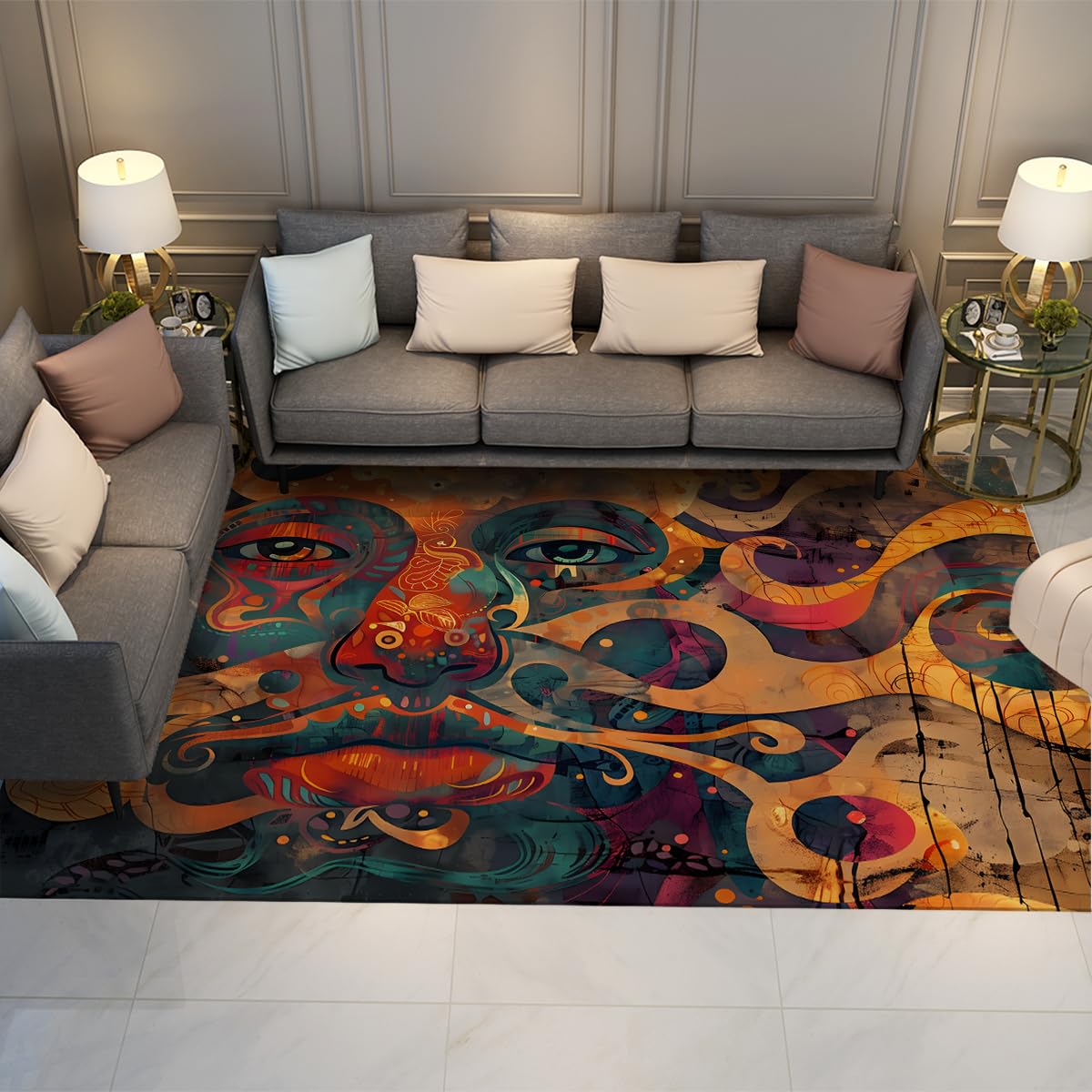 Tapis moderne lavable 140x200cm pour salon et studio au poil bas