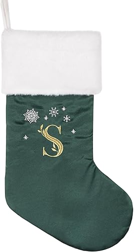 Miniatura 2 de GEX Medias de Navidad con monograma con letras personalizadas para bordado familiar, satén de seda con piel sintética suave, decoración de árbol de
