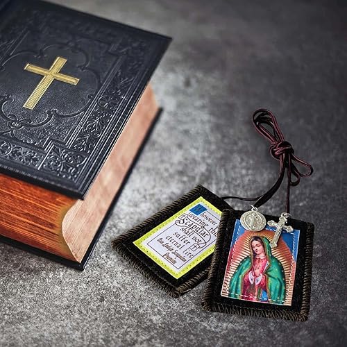 Miniatura 5 de Escapularios católicos, paquete de 3 collares a granel de Escapulario marrón de la Virgen De Guadalupe, Escapularios Católicos Escapularios
