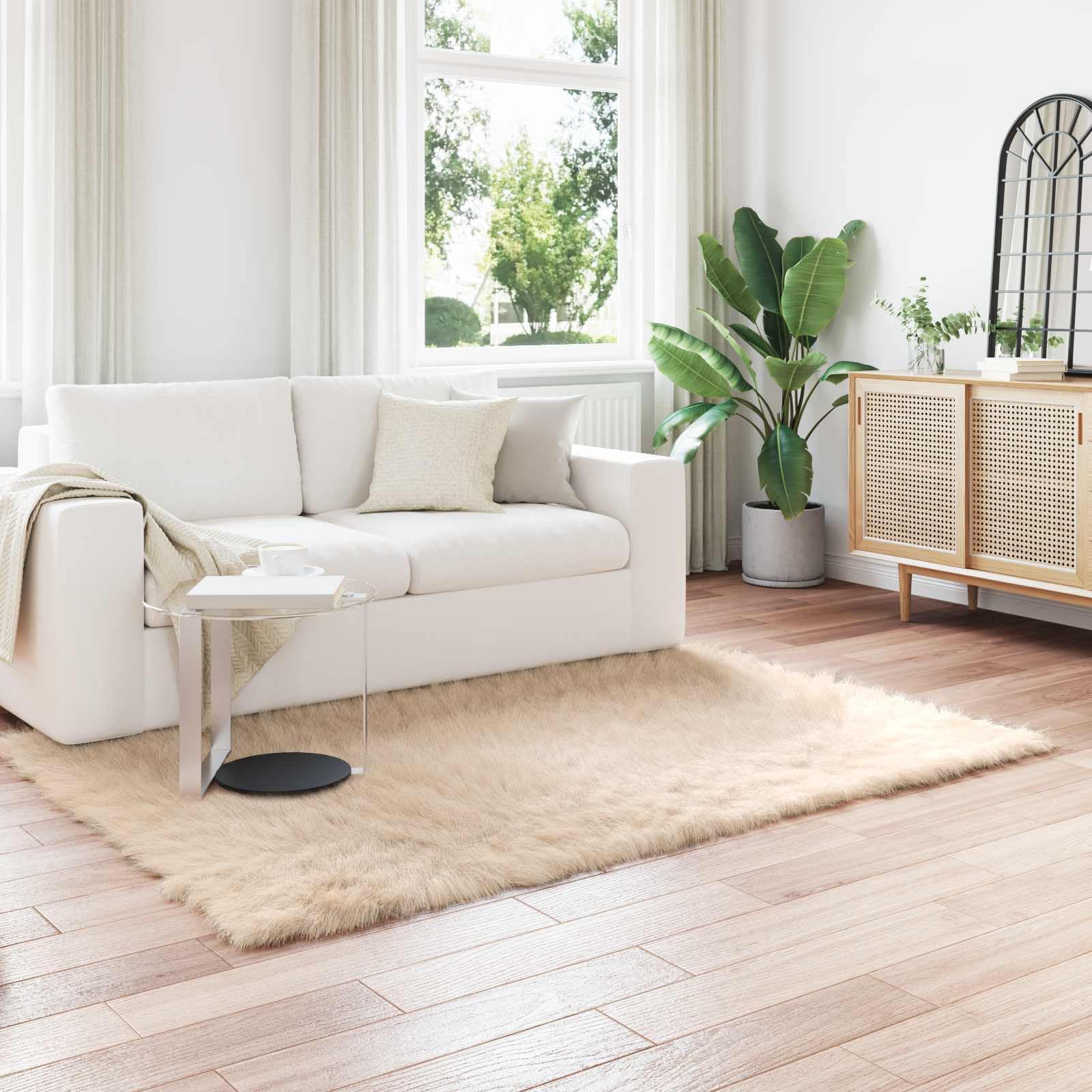 Alfombra de piel de oveja sintética mullida de 160x230 para pasillo dormitorio y salón moderno