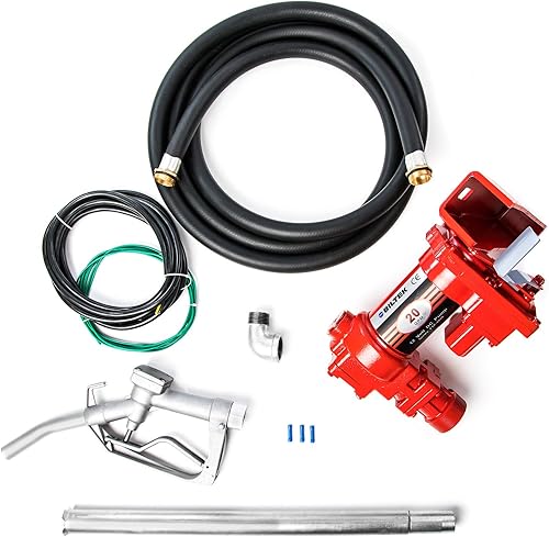 Miniatura 3 de Biltek Bomba de transferencia de combustible de alto flujo de 12 V CC de 20 GPM - Bomba de transferencia con boquilla de bomba de combustible para