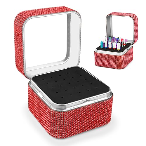 Efile - Caja organizadora para brocas de uñas, 25 agujeros, a prueba de polvo, caja de almacenamiento portátil para herramientas de manicura (brocas