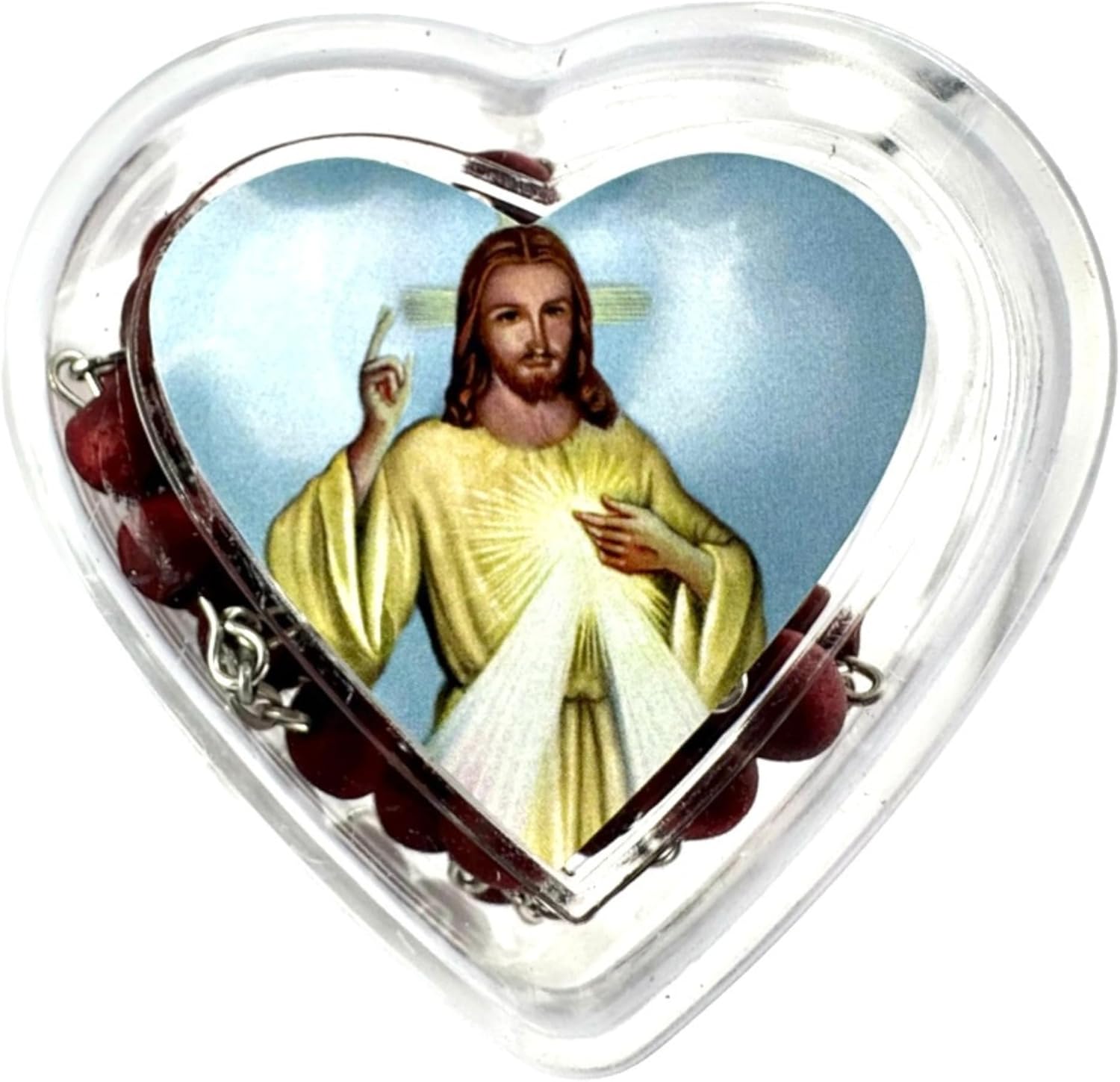 Westmon Works Divine Mercy Rose Scented Rosary in a Heart Case Set with Holy Prayer Card - Image 4