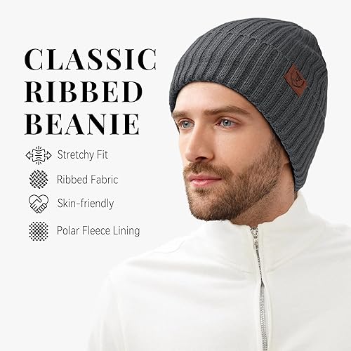 Miniatura 2 de OZERO Gorro de punto de invierno gorro térmico grueso de forro polar para hombre y mujer