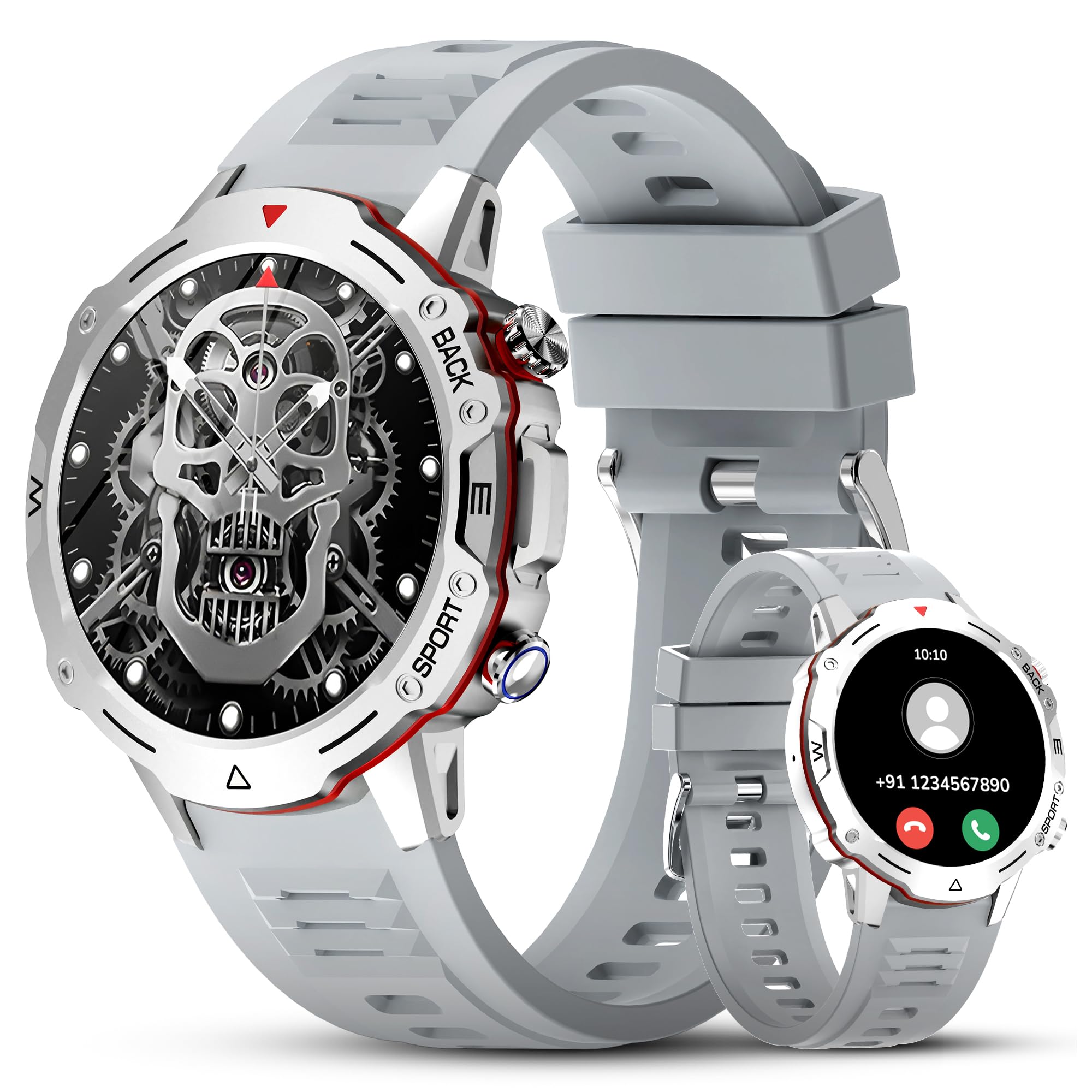 Nervfit Newly Launched Blaze Smartwatch 1.4” LED Display, Bluetooth Calling, IP67 Waterproof, Heart Rate & SpO2 Monitor, Sleep & Stress Tracking, 7-Day Battery, Fitness & Sports Modes (Silver Grey)