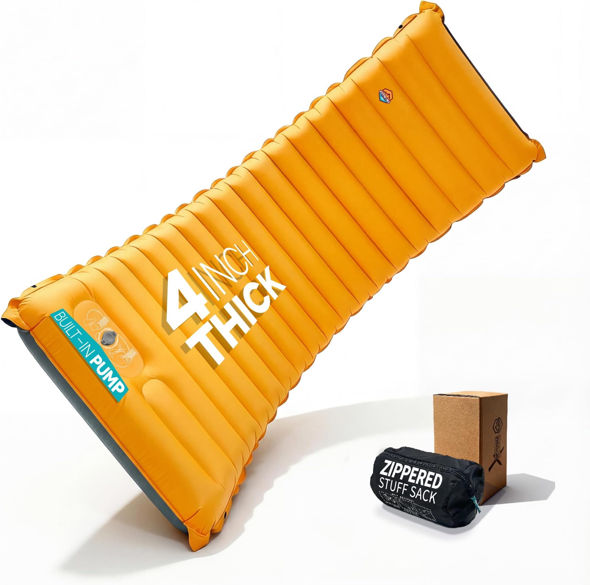 ZOOOBELIVES Extra Thick Inflatable Sleeping Pad with Built-in Pump – Lightweight & Portable Camp Bed for Hiking, Backpacking & Car Travel – Airlive2000