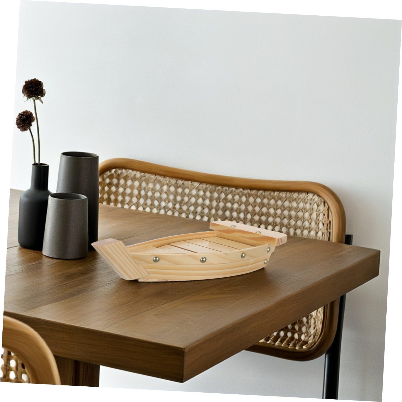 Uonlytech Plat de Bateau pour Sushi, Bois, Style Japonerie, Ambiance Noël