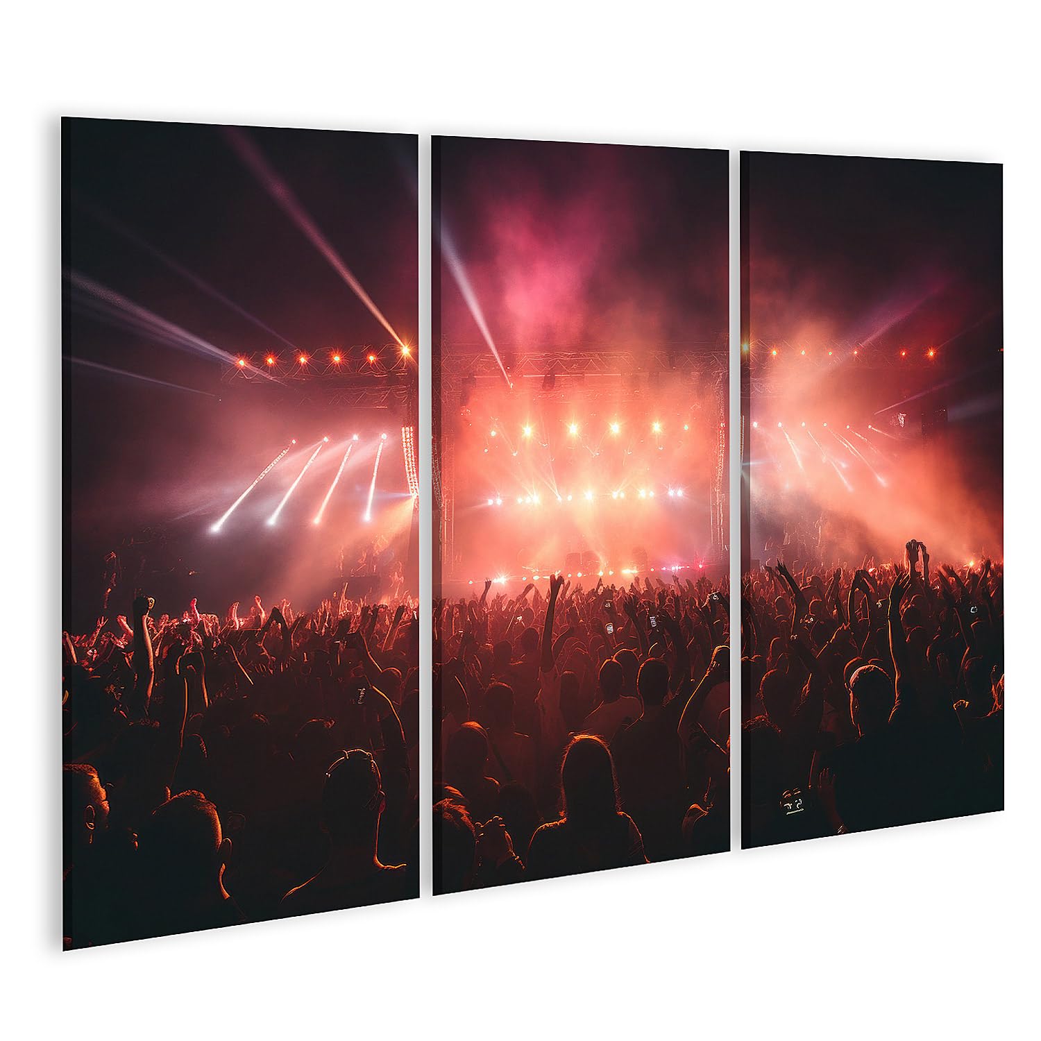 islandburner Prime Bild auf Leinwand Silhouetten Menschenmenge Konzert Vor Der Bühne Helle Scheinwerfer Hal Bilder Wandbilder Poster