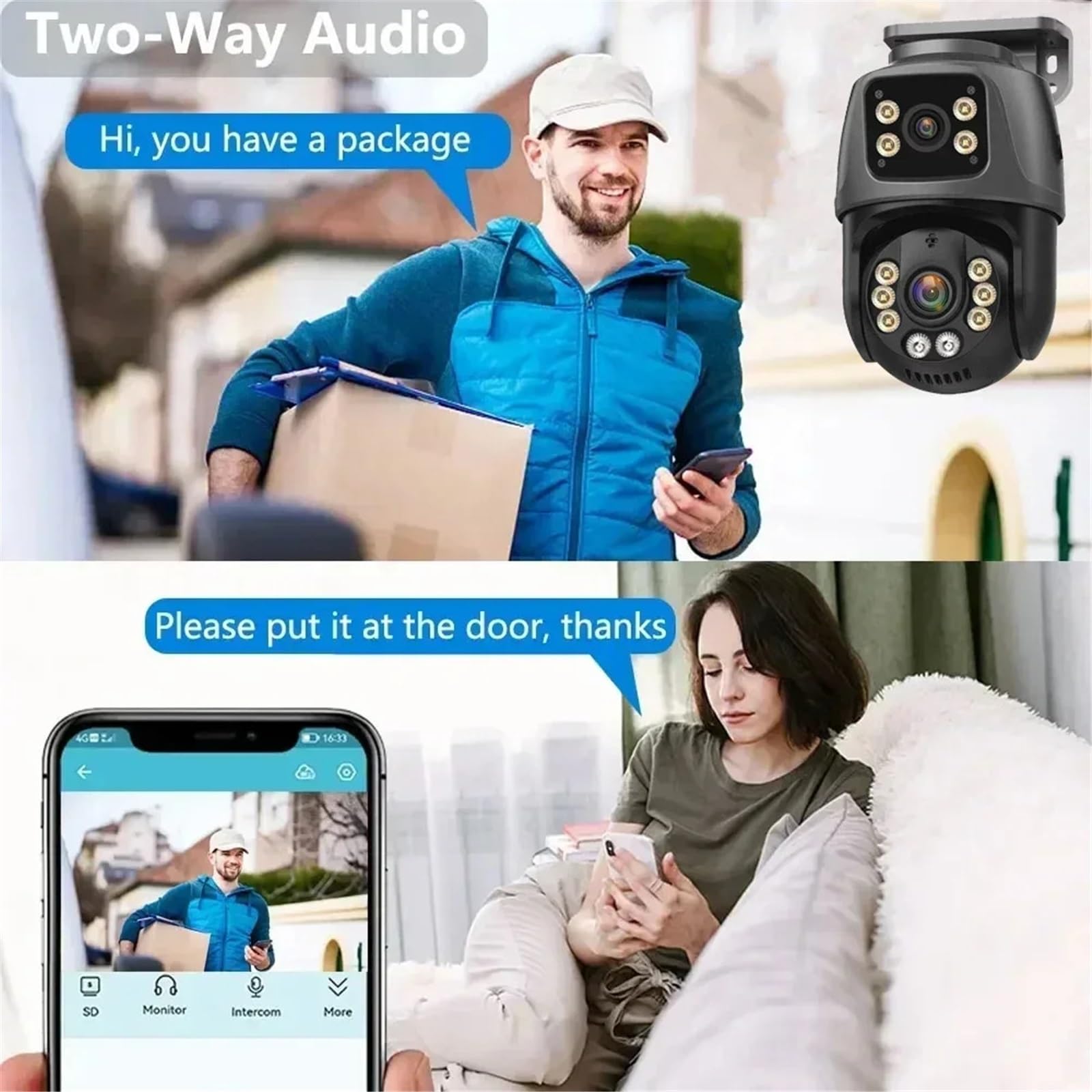 Amazon.co.jp: 防犯カメラ デュアルレンズデュアルスクリーン 4K 8MP