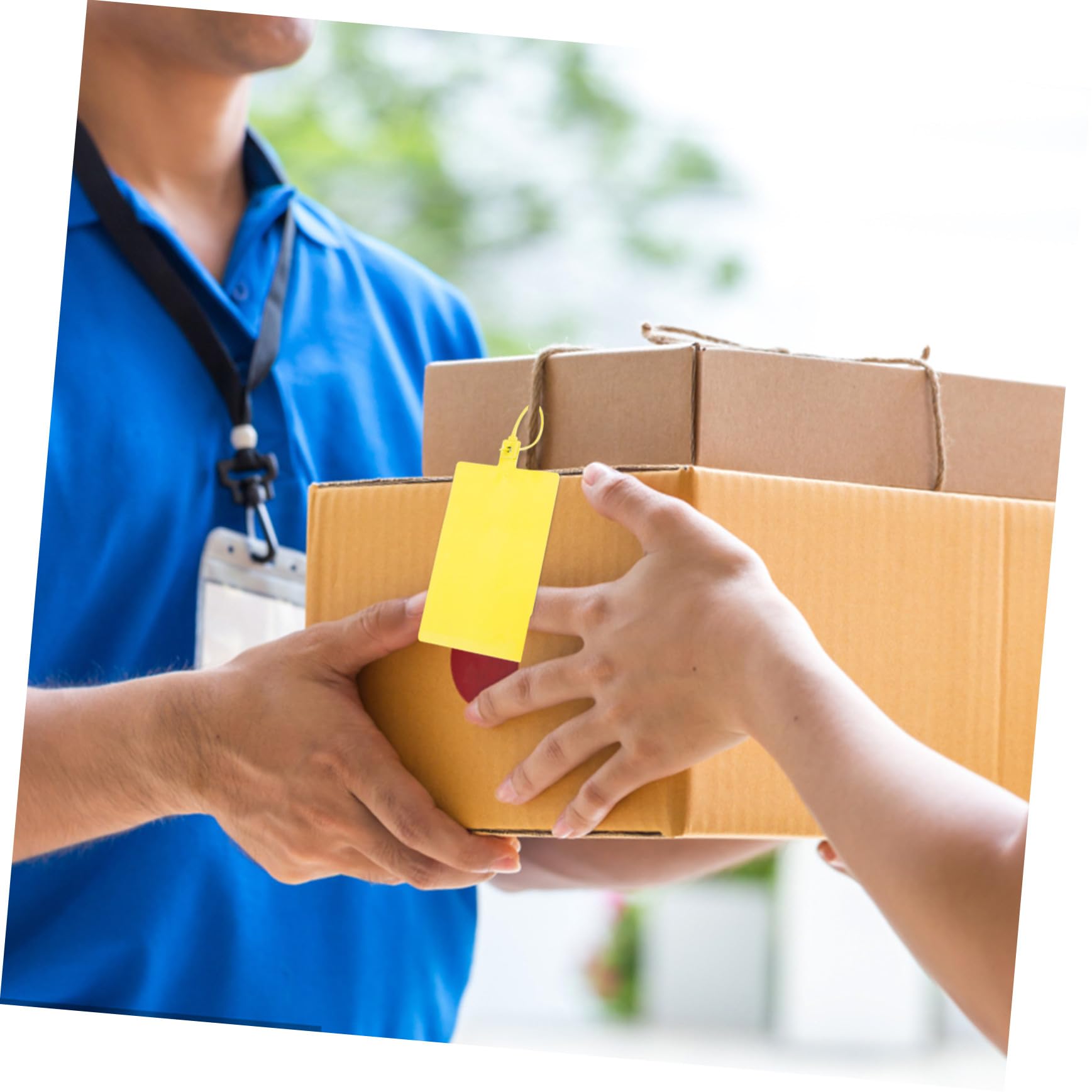 Targhette per Spedizione Gialle Pp 100 Pezzi Cordino | Etichette Vuote per Logistica e Pricing, Facili da Installare, per Identificazione Rapida senza Perdita Dati