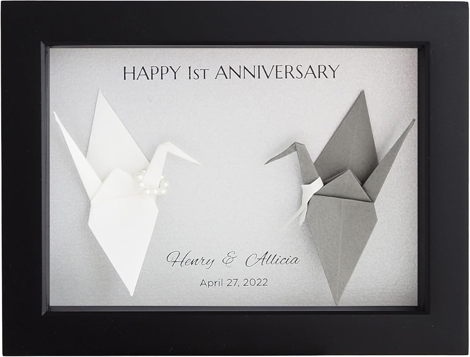 Personalized Paper Anniversary Shadowbox Art | Unique Origami Wall Decor for Bride & Groom | Handcrafted Keepsake