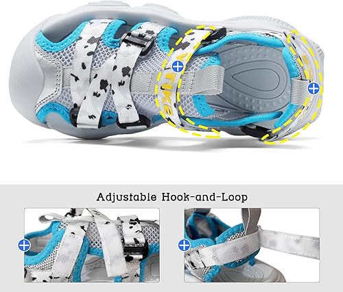 Miniatura 2 de JMFCHI Sandalias deportivas de verano para niños y niñas, sandalias de punta cerrada para exteriores, zapatos atléticos para agua, sandalias para